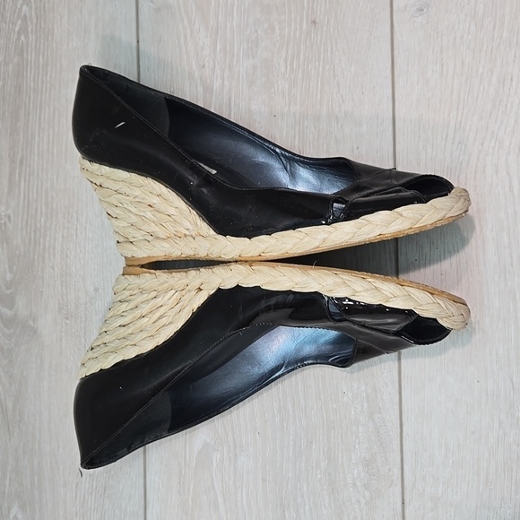 Stuart Weitzman Women Leather Espadrille Wedge Open Toe Sandals shoes sz 9.5M - Picture 9 of 10